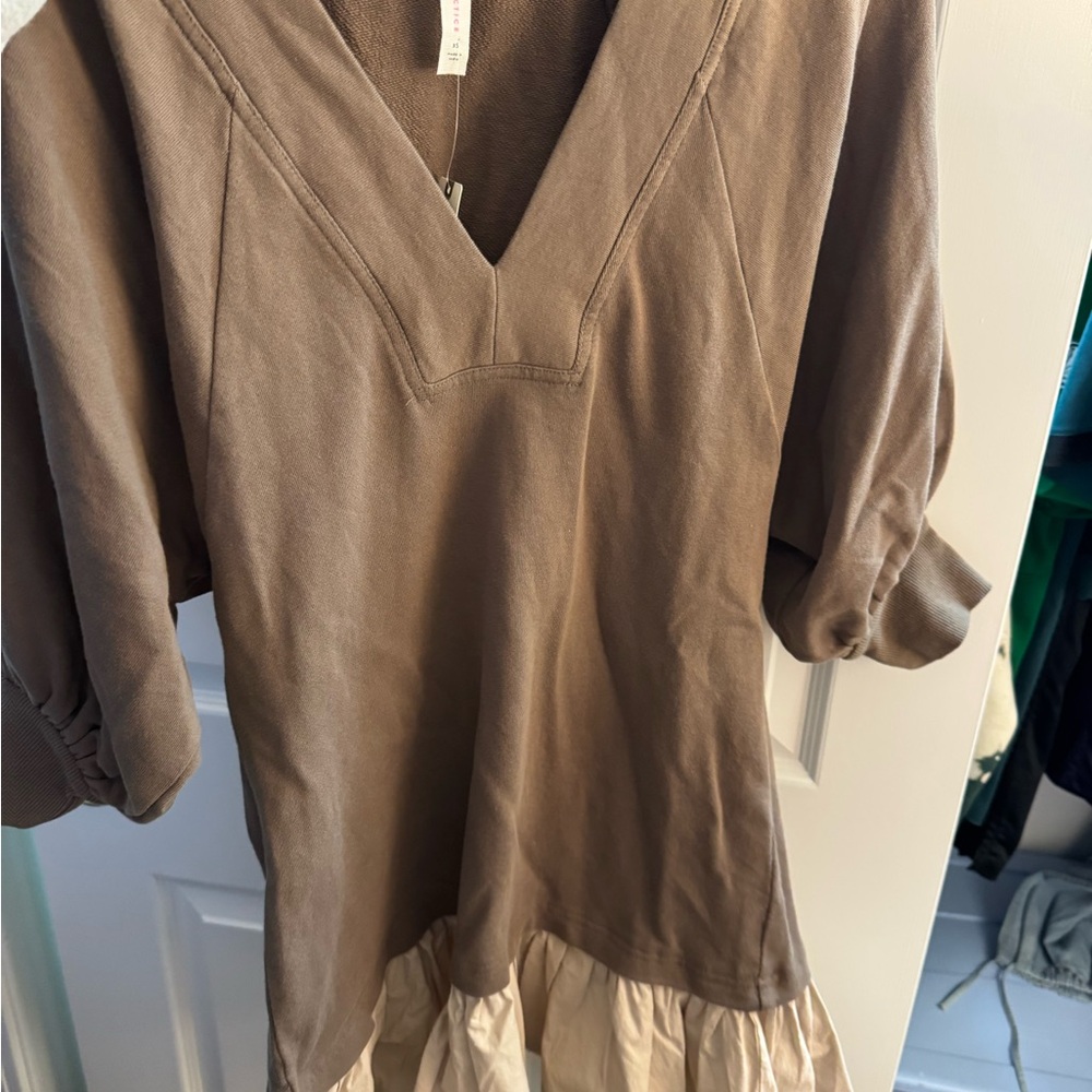 Anthropologie Brown and Cream Mini Dress